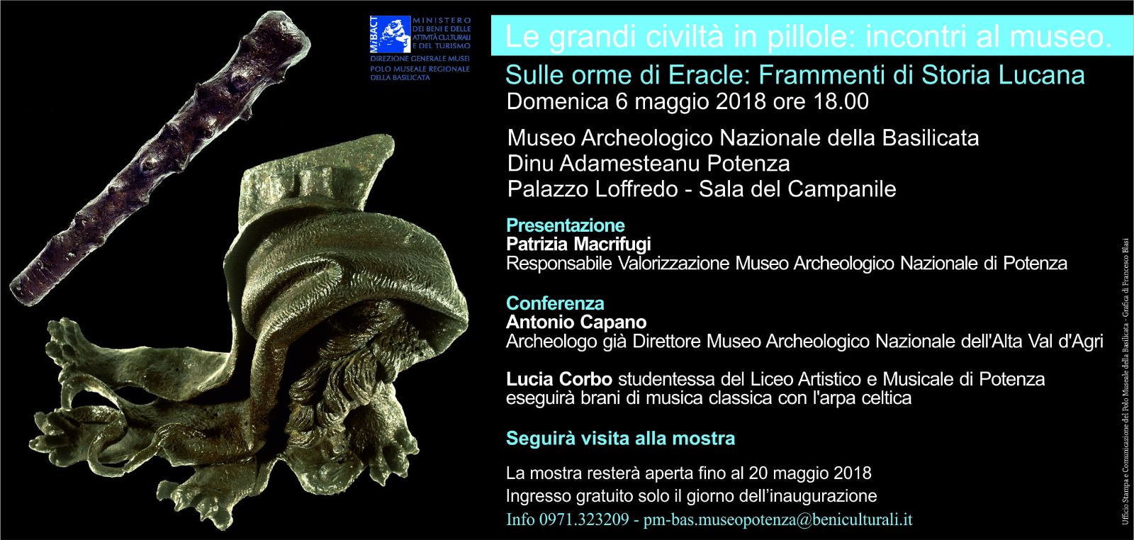 Potenza, domenica 6 nel Museo Archeologico Nazionale della Basilicata Dinu Adamesteanu inaugurazione della mostra “Sulle orme di Eracle: frammenti di storia lucana”