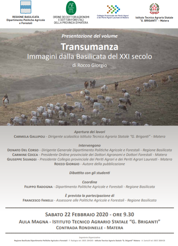 Matera, il 22 all’Itas “Briganti” presentazione del libro di Rocco Giorgio sulla transumanza