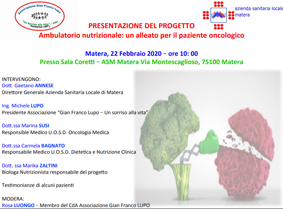 ASM, presentazione del progetto “Ambulatorio nutrizionale per il paziente oncologico”
