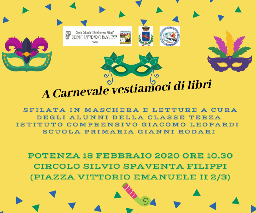 “A Carnevale vestiamoci di libri”, iniziativa a Potenza del Circolo Silvio Spaventa Filippi