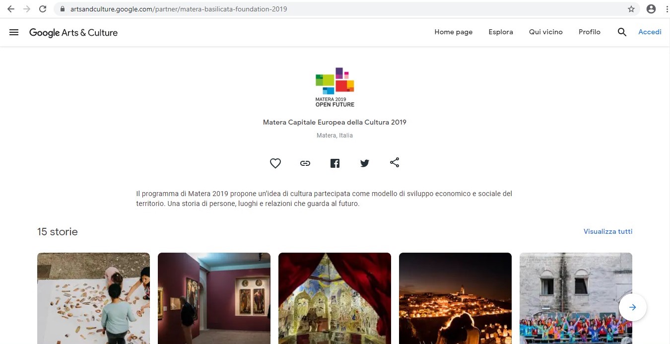 Matera 2019, nuovi contenuti su Google Arts & Culture