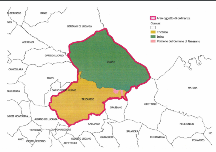 Divieto di allontanamento da Tricarico, Irsina e parte del territorio di Grassano: ordinanza del Presidente della Regione