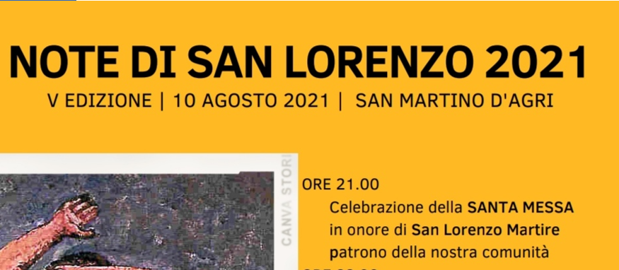 A San Martino d’Agri “Note di San Lorenzo” 2021
