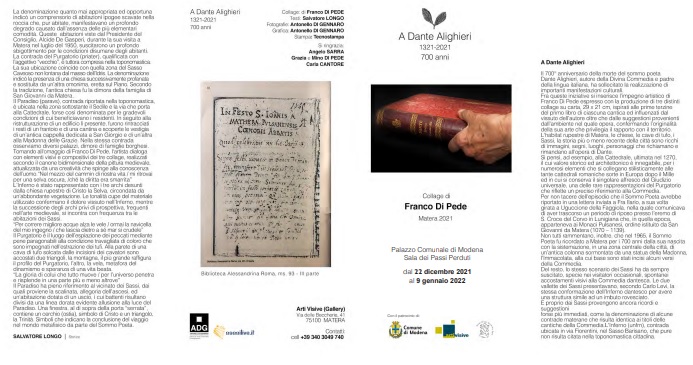 A Modena la mostra “A Dante Alighieri” di Franco Di Pede e Antonello Di Gennaro