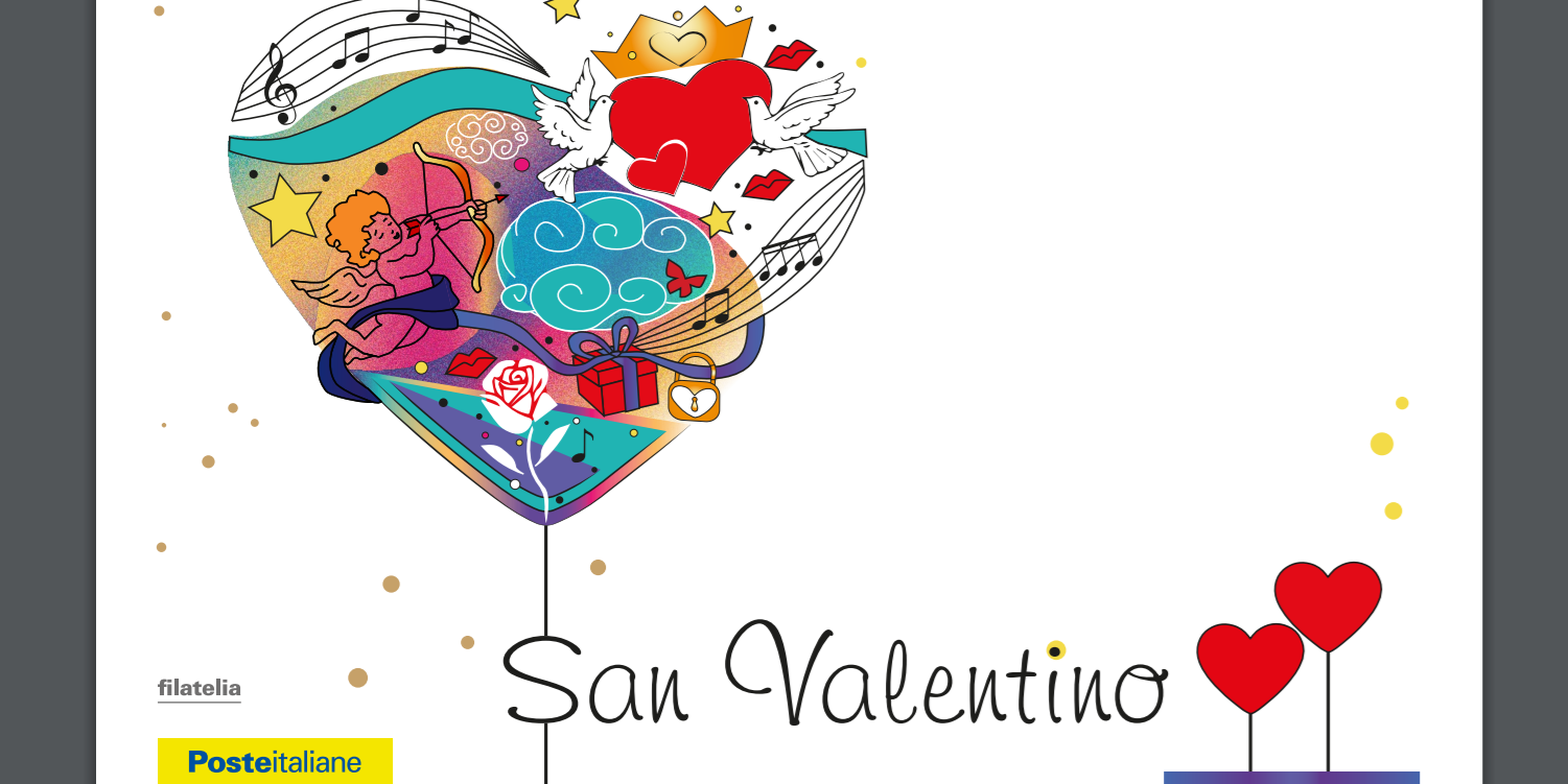 Poste Italiane celebra la Festa degli Innamorati dedicando a San Valentino una colorata e animata cartolina filatelica