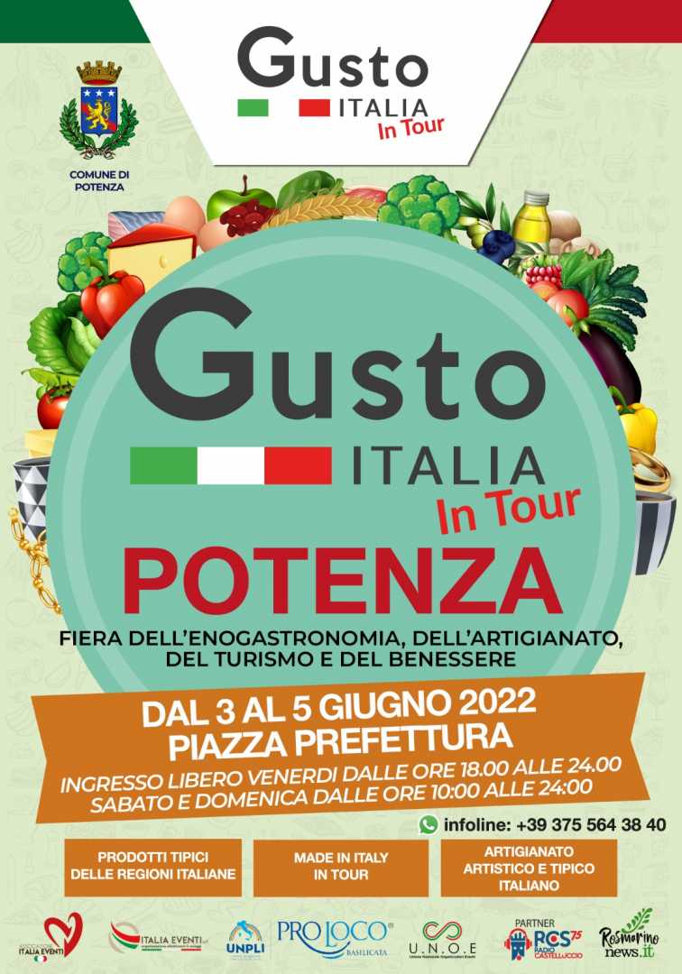 Gusto Italia 2022 in Piazza Prefettura a Potenza dal 3 al 5 giugno
