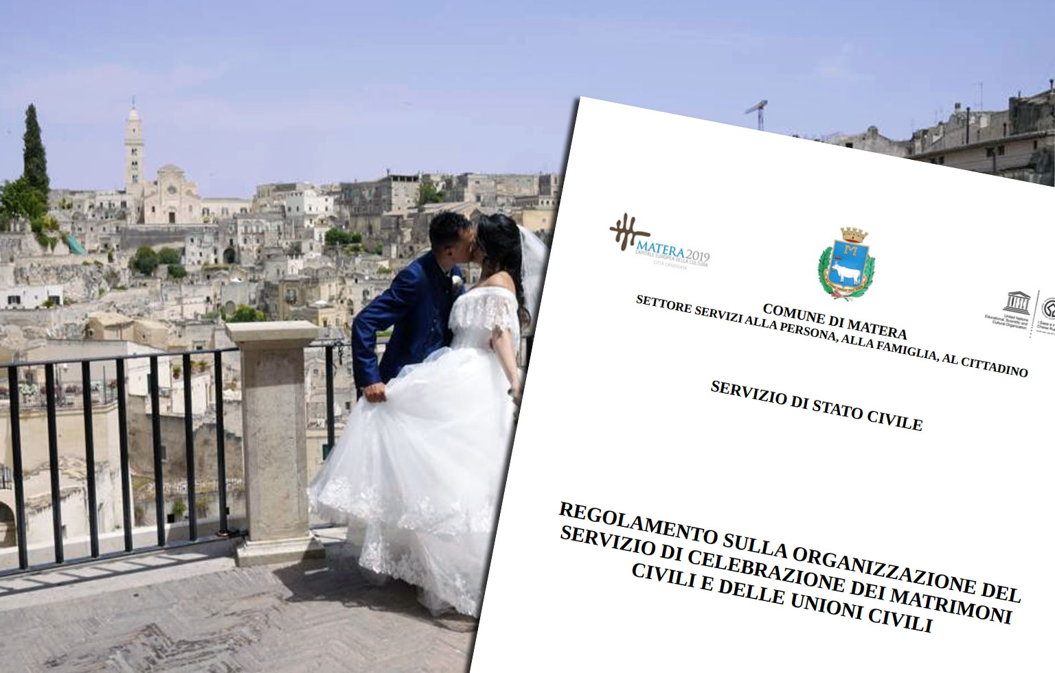 Matera, nuovo regolamento su matrimoni e unioni civili fuori dalla casa comunale: maggiore libertà sulle location