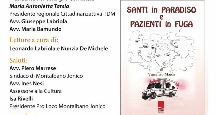Montalbano jonico: il 30 presentazione del libro “Santi in paradiso e pazienti in fuga” di Vincenzo Maida