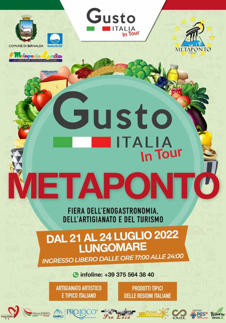 Gusto Italia in tour fa tappa a Metaponto dal 21 al 24 luglio