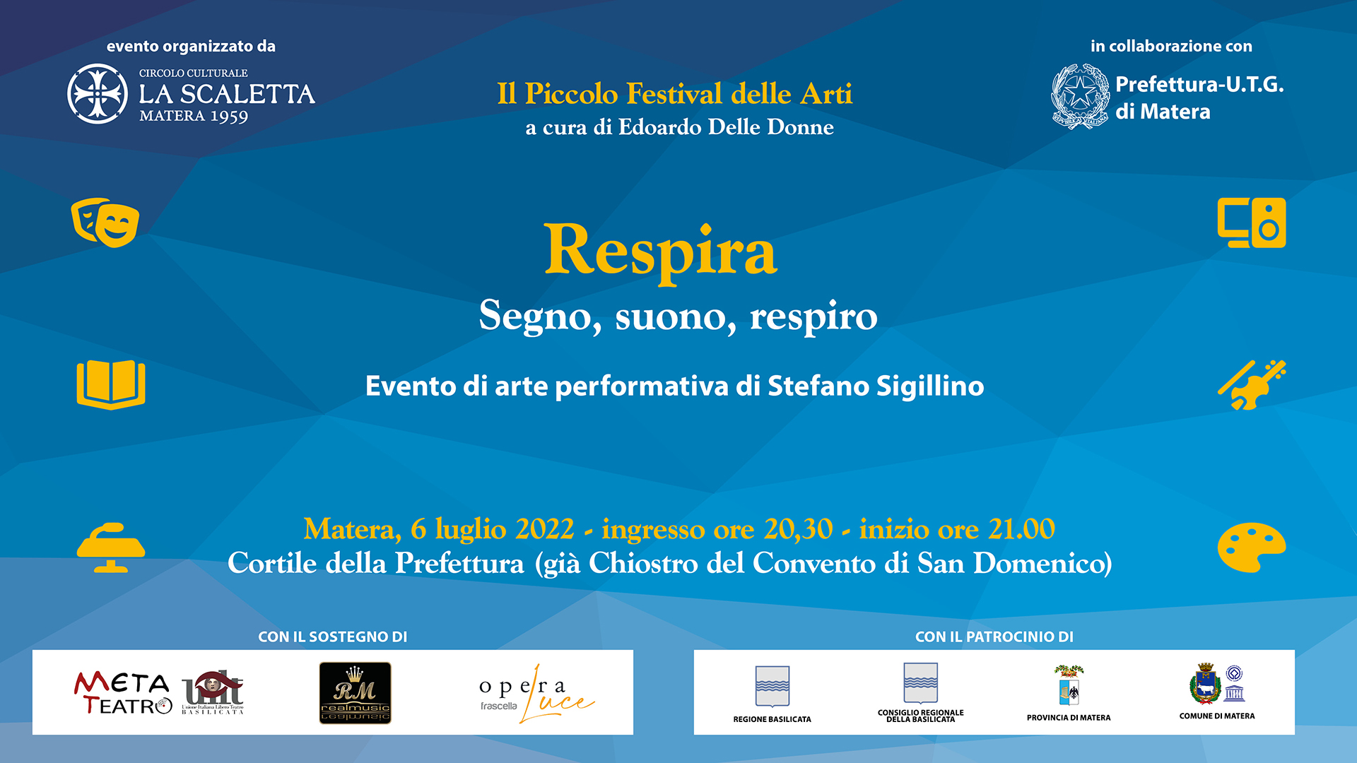 Matera, Stefano Siggillino con lo spettacolo di arte performativa “Respira” al Piccolo Festival delle Arti