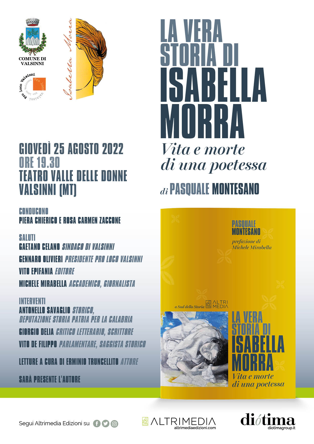Valsinni, il 25 Pasquale Montesano presenta “La vera storia di Isabella Morra. Vita e morte di una poetessa”