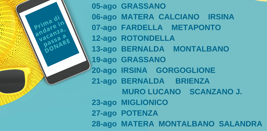 Fidas Basilicata: il calendario delle donazioni e gli eventi di agosto