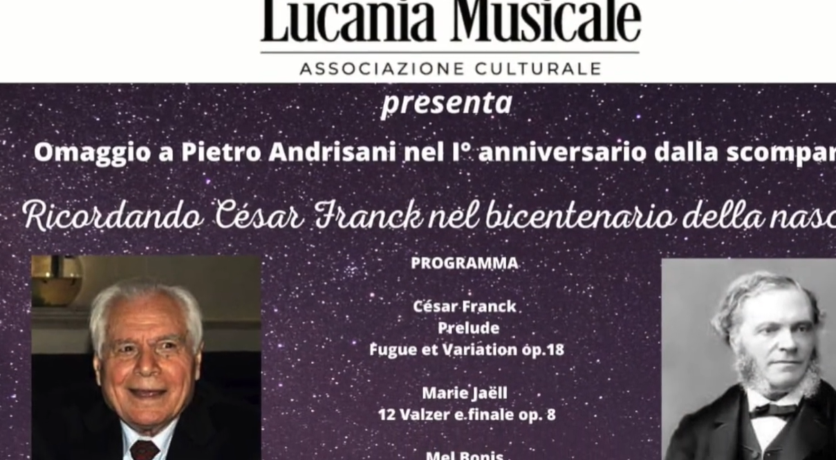 Matera, “Ricordando César Franck nel bicentenario della nascita”: Lucania Musicale omaggia Pietro Andrisani