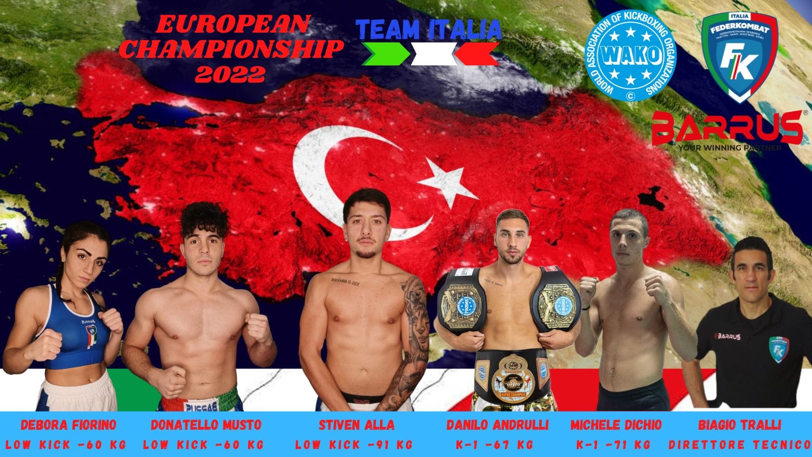 Campionati Europei di Kickboxing Senior in Turchia, cinque atleti lucani nella squadra Azzurra