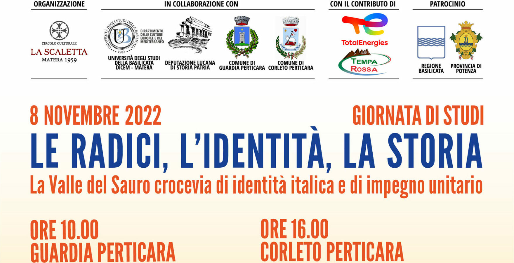 L’8 a Guardia Perticara e a Corleto Perticara Giornata di studi  “La Valle del Sauro crocevia di identità italica e di impegno unitario”