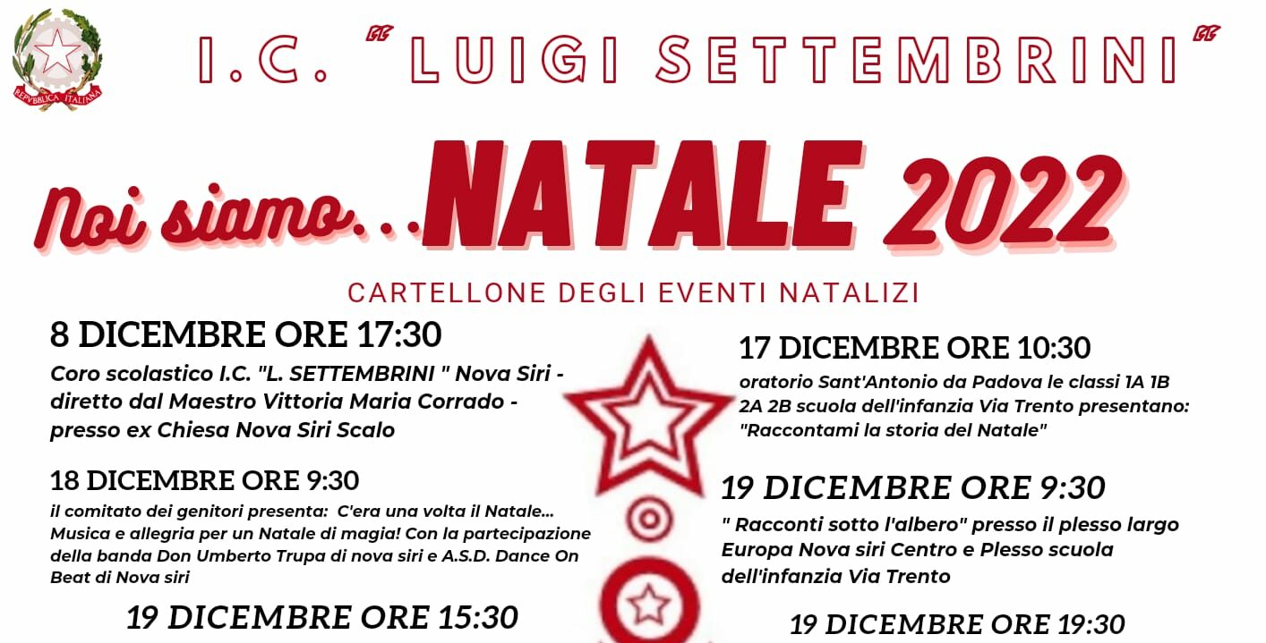 “Noi siamo… Natale 2022”: musica, danza, teatro e intrattenimento nel cartellone degli eventi natalizi promosso a Nova Siri dall’Istituto Comprensivo “Luigi Settembrini”