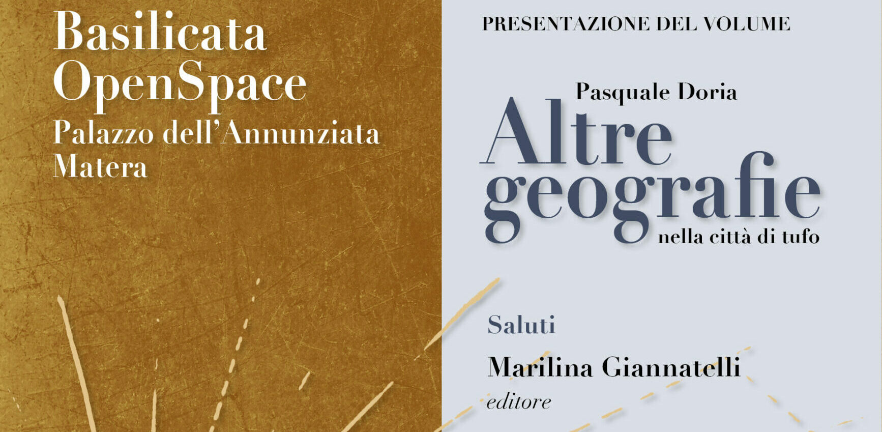 Matera, il 17 presentazione del volume “Altre geografie” di Pasquale Doria
