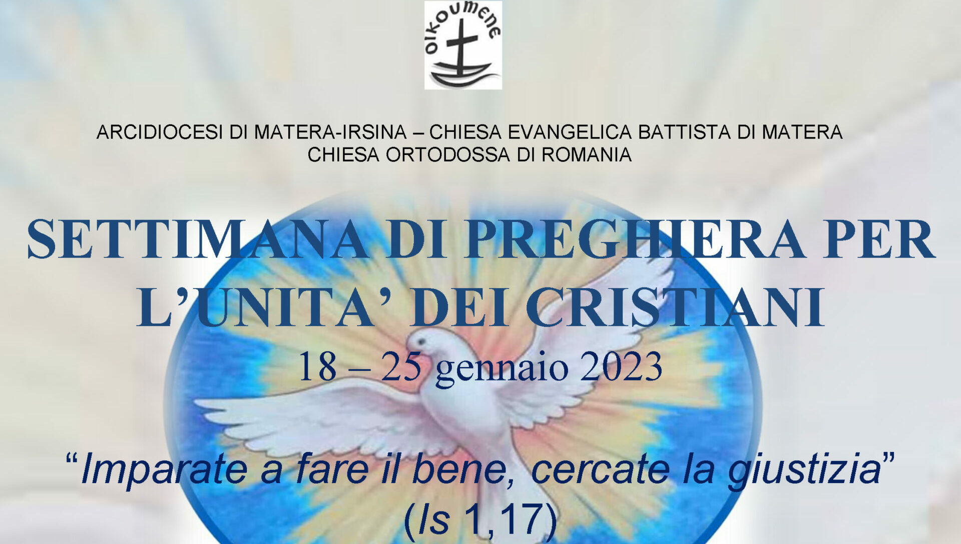 Diocesi di Matera-Irsina, dal 18 al 25 gennaio Settimana di preghiera per l’unità dei cristiani