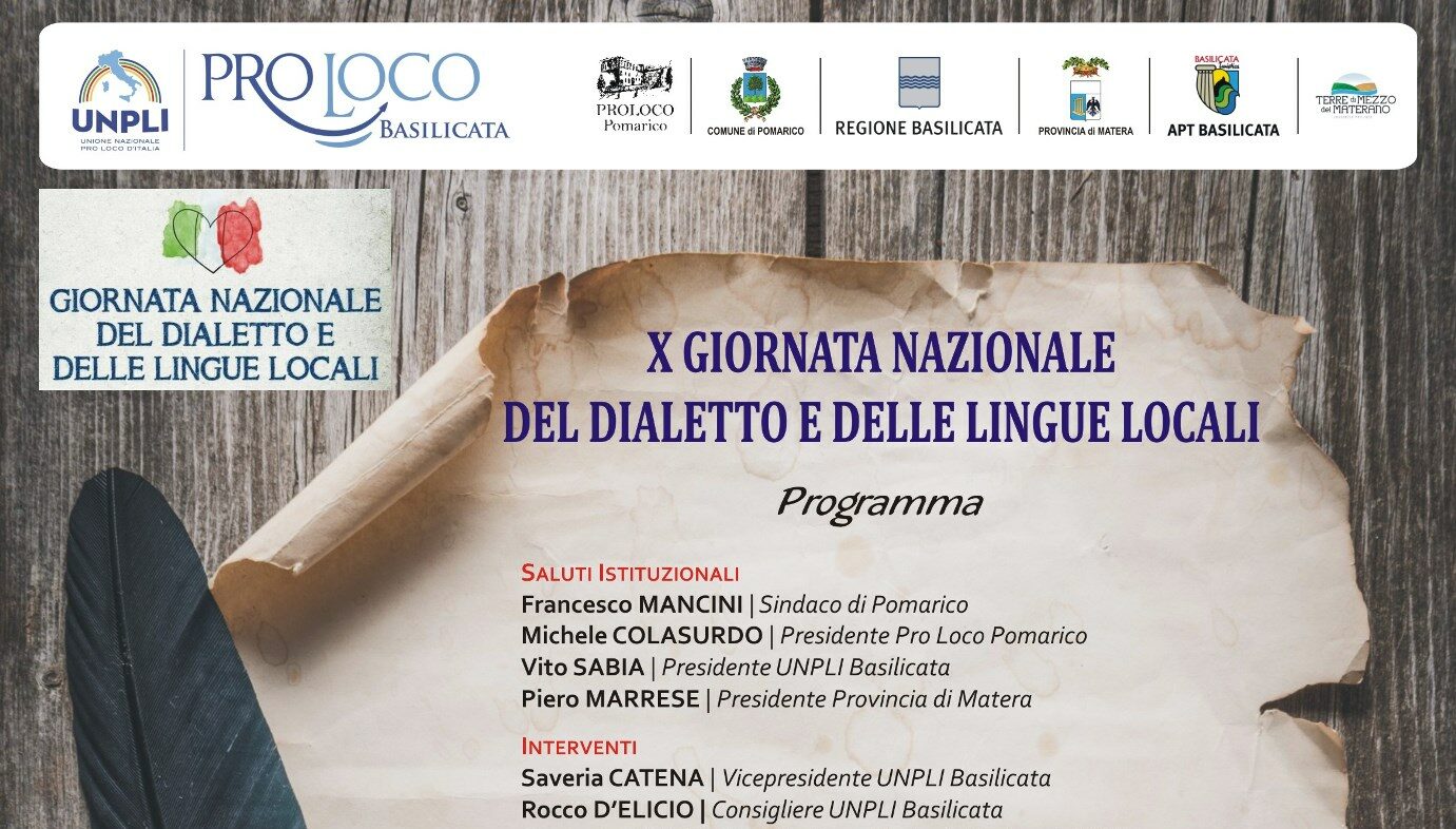 Giornata nazionale del dialetto e delle lingue locali: appuntamento a Pomarico delle Pro Loco UNPLI di Basilicata