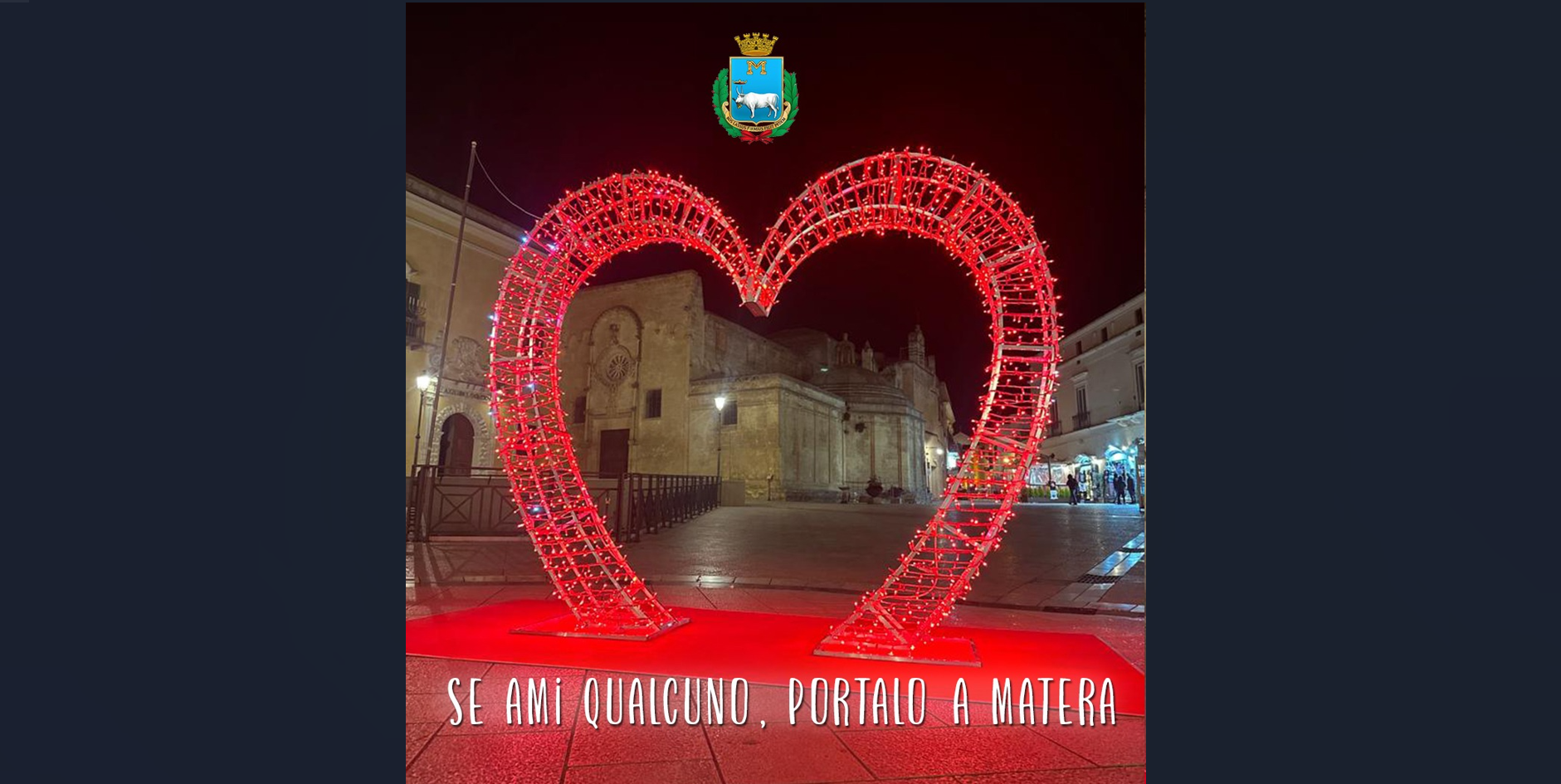 Matera, un grande cuore in piazza Vittorio Veneto per l’atmosfera di San Valentino