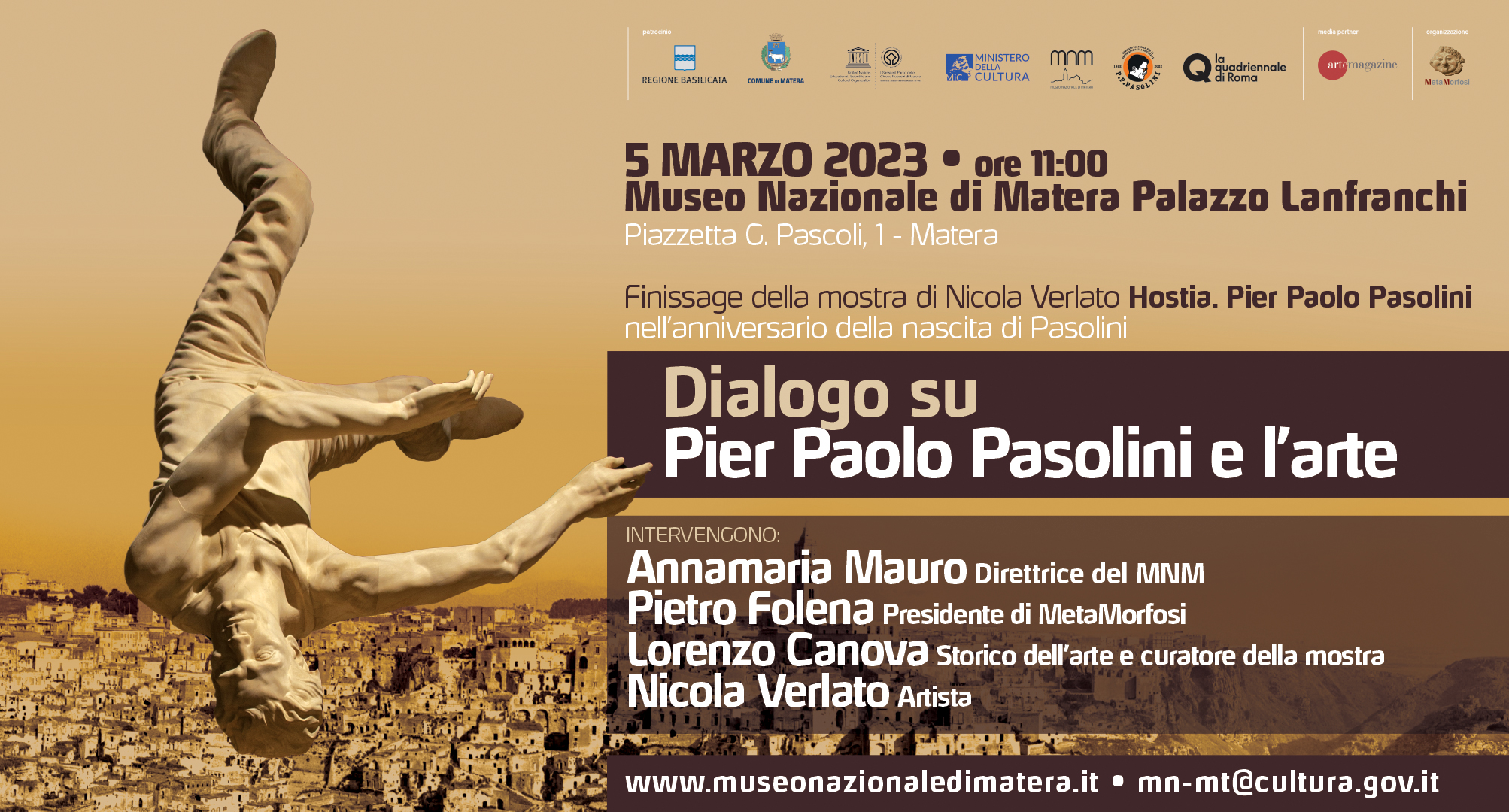 “Dialogo su Pier Paolo Pasolini e l’Arte”, il 5 a Matera finissage della mostra “Hostia. Pier Paolo Pasolini”