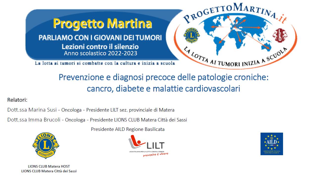 Progetto Martina, “La Prevenzione e diagnosi precoce delle patologie croniche: diabete e malattie cardiovascolari” il 18 all’ITCG “Loperfido” di Matera