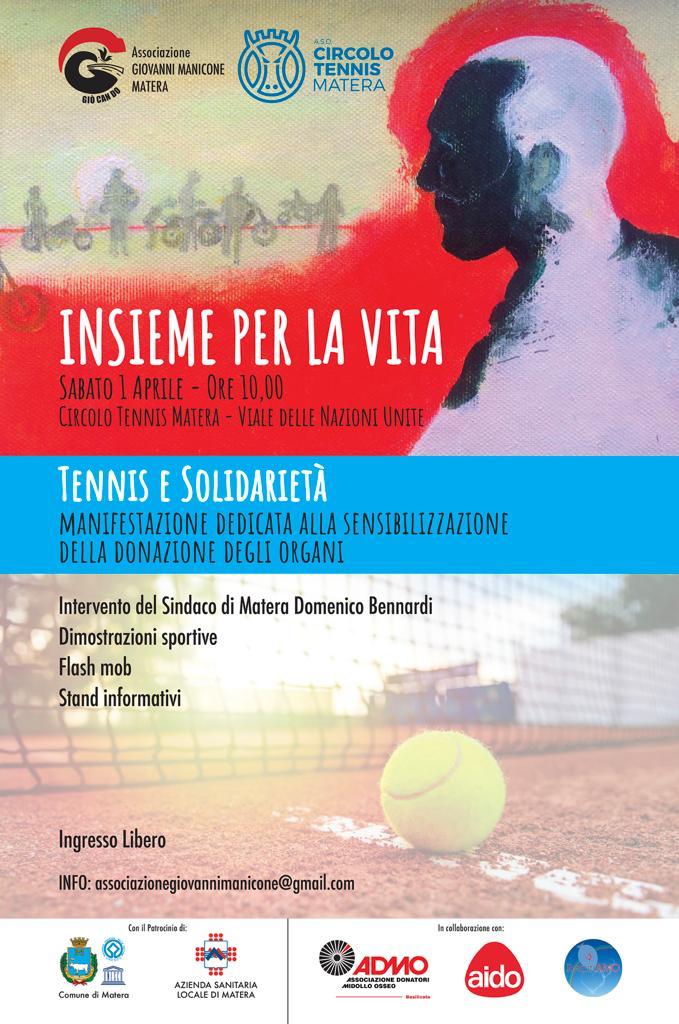 “Insieme per la vita – Tennis e solidarietà”. A Matera per sensibilizzare alla donazione con l’atleta Francesco Fiore