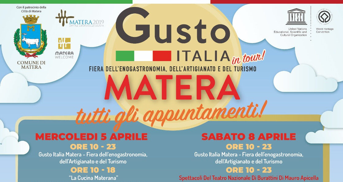 Gusto Italia riparte da Matera: festività pasquali nella città dei Sassi, dal 5 al 10 aprile tra via Luigi La Vista e piazza Vittorio Veneto