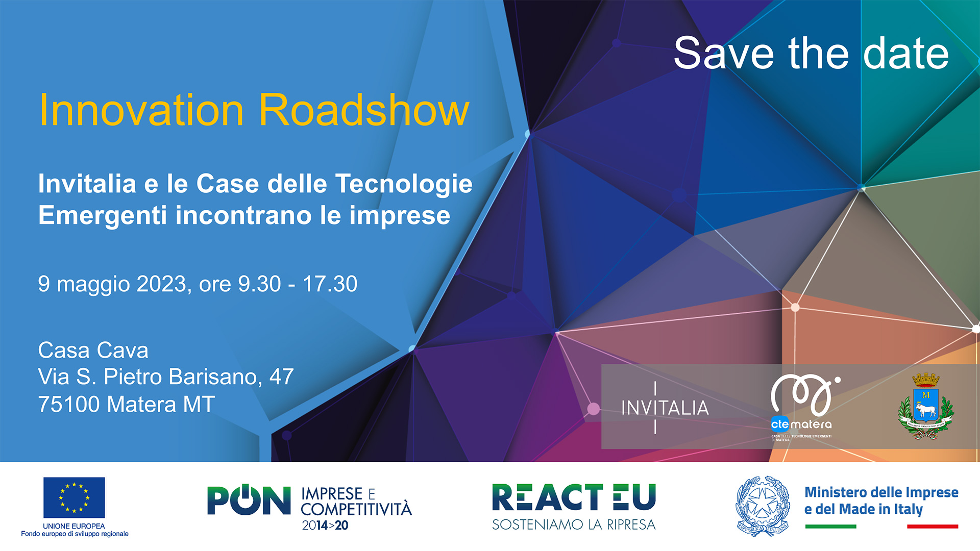 Innovation Roadshow, terza tappa a Matera il 9 maggio. Mimit, Invitalia e CTE di Matera incontrano le imprese sul tema “Droni, aerospazio e tecnologie quantistiche”
