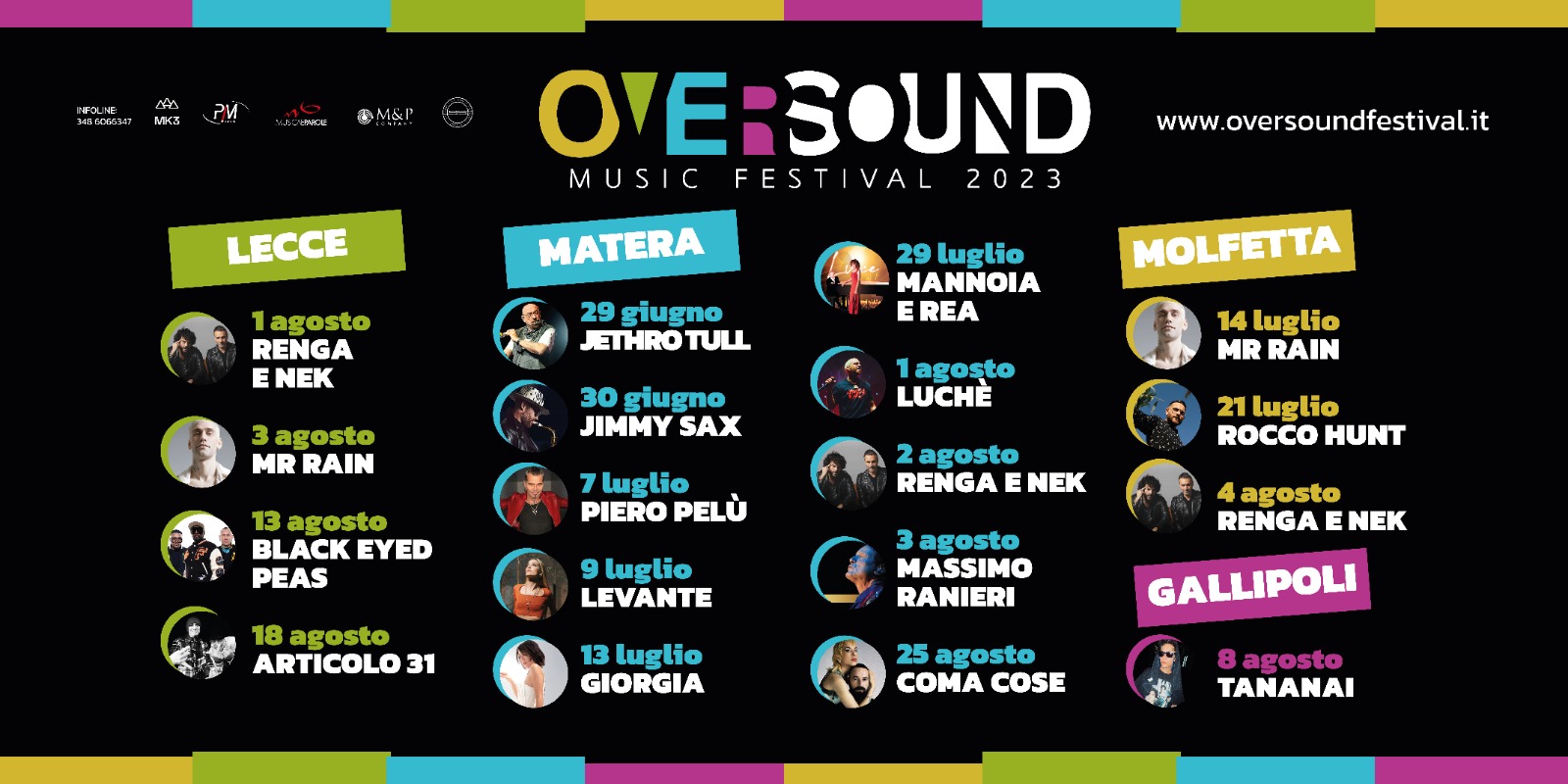 Oversound Music Festival: tutte le date della terza edizione a Matera, Lecce, Gallipoli, e Molfetta