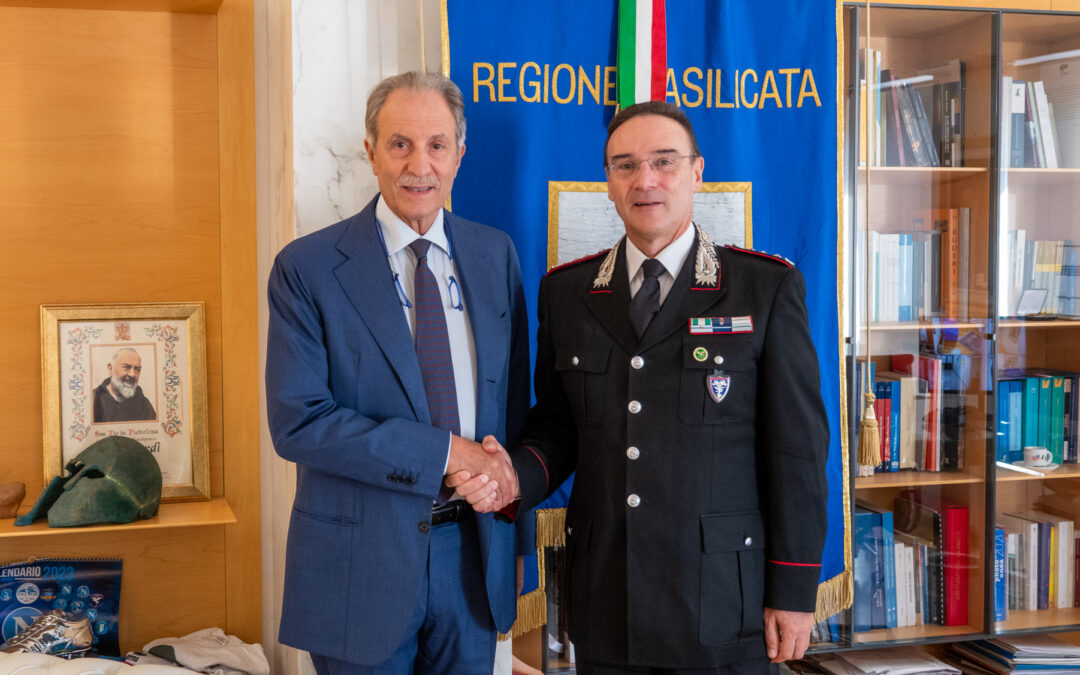 Carabinieri, il presidente Bardi riceve i comandanti Scafuri e Vita