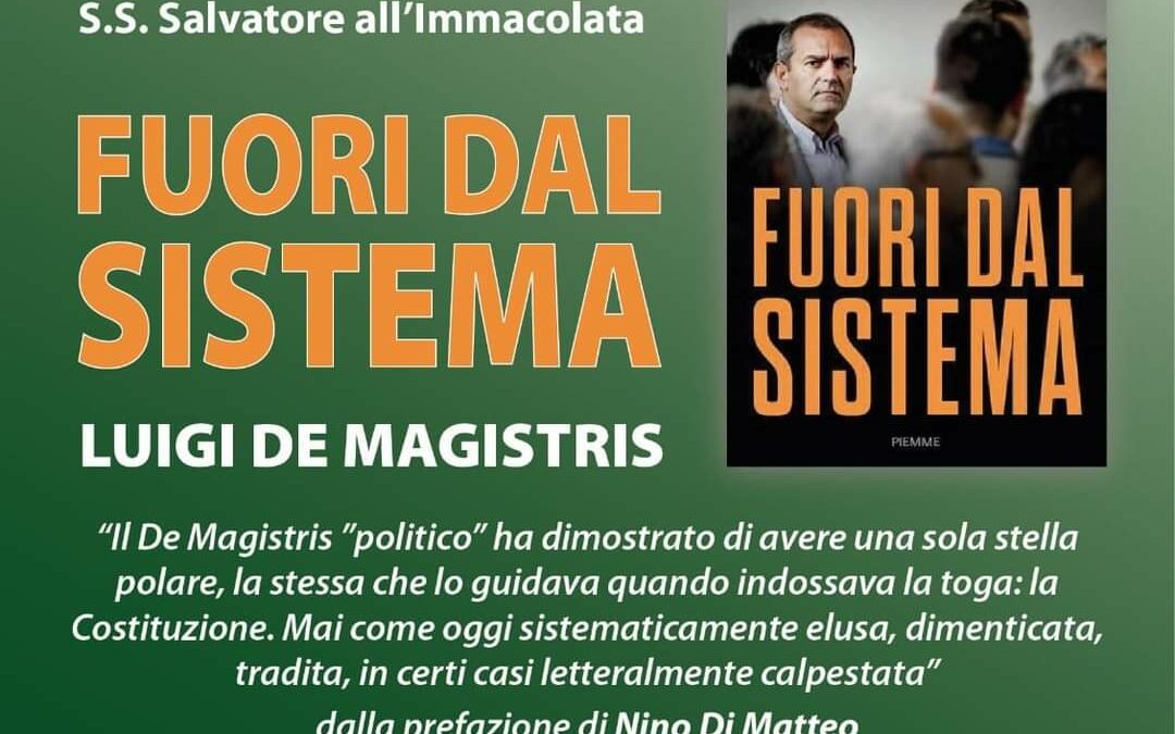 “Fuori dal sistema”: il 23 a Irsina presentazione del libro di Luigi De Magistris