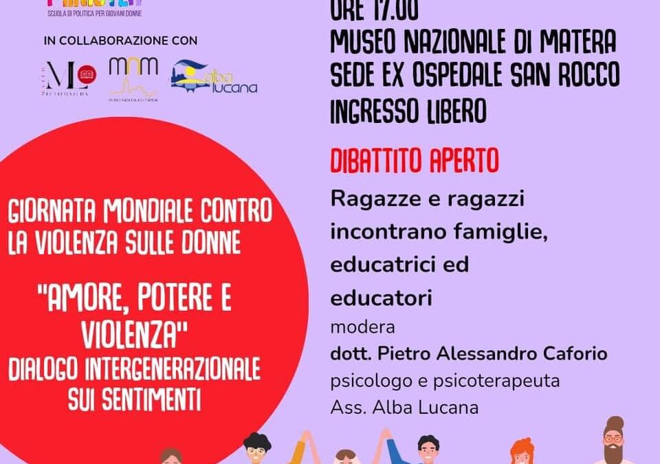 25 novembre e violenza di genere: Prime Minister Basilicata promuove a Matera un dialogo intergenerazionale sui sentimenti