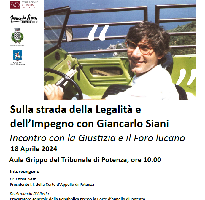 Potenza, domani gli studenti dell’I.C. Giannone protagonisti dell’incontro “Sulla strada della Legalità e dell’Impegno con Giancarlo Siani”