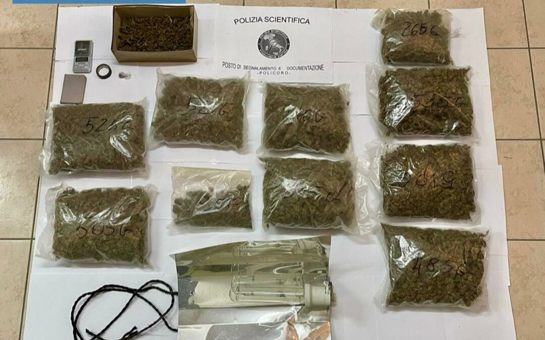 Policoro, 30enne arrestato dalla Polizia di Stato con 4,956 kg. di marijuana. Denunciata la compagna